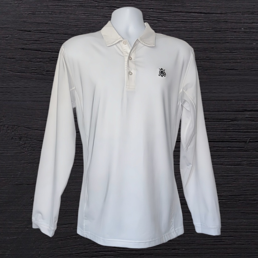 SanSoleil Men’s Med UV50+Long-Sleeve Polo with Nautical Emblem-Irish Flag Detail